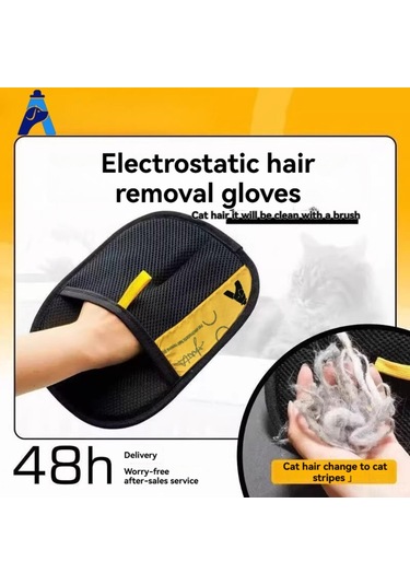 Dianziye Evcil Hayvan Tüy Temizleme Eldiveni: İki Yönlü Silikon Tıraş Dişli, Nefesli Kumaş, Kedi Köpek Tüy Alıcı, Bakıma Uygun Sarı Siyah