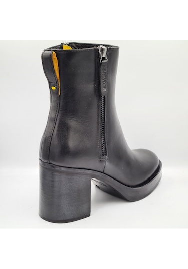 Greyder 35292 5k Siyah Hakiki Deri Kalın Topuklu 7cm Kadın Ankle Bot Siyah