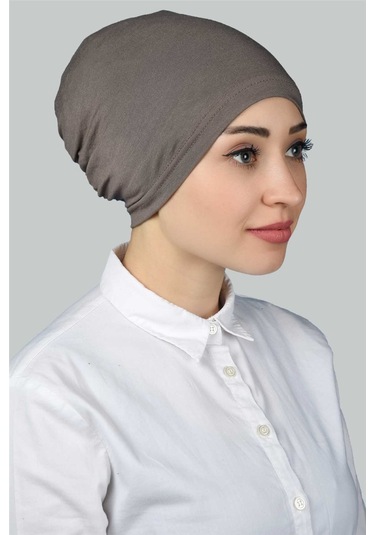 Altobeh Hazır Pratik Geçmeli Lastikli Tesettür Bone - Koyu Vizon