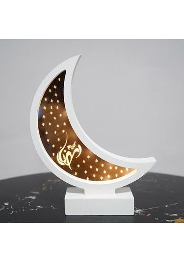 Novahub Orta Boy B Model Ahşap Ramazan Lambası, Parlak Akrilik, Beyaz, Dekoratif