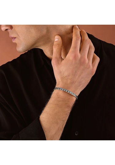 925 Ayar Gümüş Kurukafa Motifli Unisex Kelepçe Bileklik Gümüş