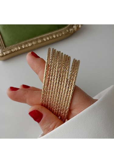 Lente Aksesuar Xuping Gold Kesme Model Ajda Bilezik 3'lü Set Altın - Gold