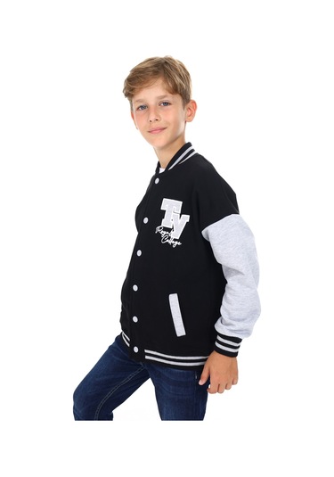 Toontoy Erkek Çocuk Nakışlı Kolej Hırka Saks