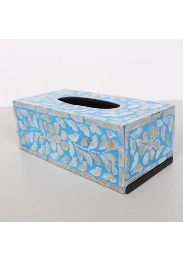 Anita Sedefli Dikdörtgen Peçetelik 23x12x8,5 Cm Mavi