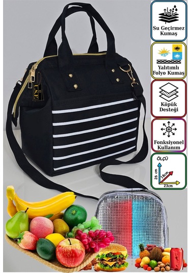 Sıcak, Soğuk Isı Yalıtımlı Termal Termoslu Yemek, Mama, Beslenme, Gıda İçin Askılı Taşıma Çantası Çok Renkli
