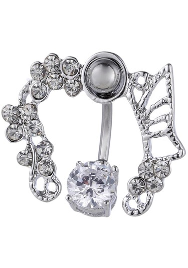 Dolıty Zirkon Göbek Halkası Belly Button Body Piercing Gümüş Gümüş