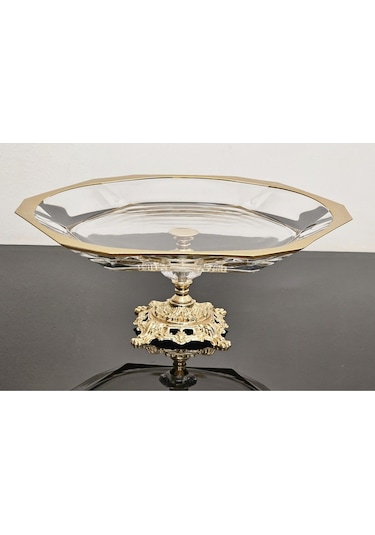 Atabey Home Avangarde Gold Döküm Ayaklı Gold Yaldızlı Büyük Boy Sunumluk Paşabahçe Reflection