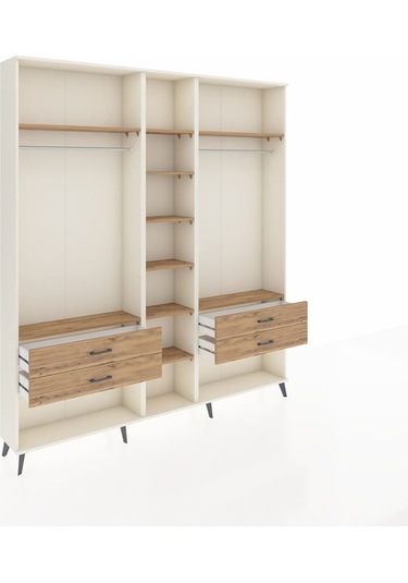 Arges Dolap 10 Raflı 4 Çekmeceli 2 Askılı 220x30x243 Aytaşı-çam/çam Atlas Çam/atlas Çam
