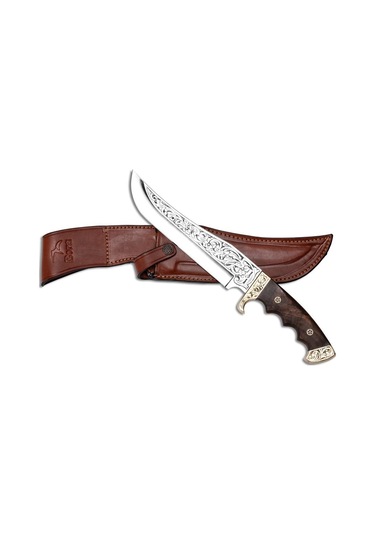 Bora 509 Black Bear Kök Ceviz Gravürlü Bıçak Kahverengi