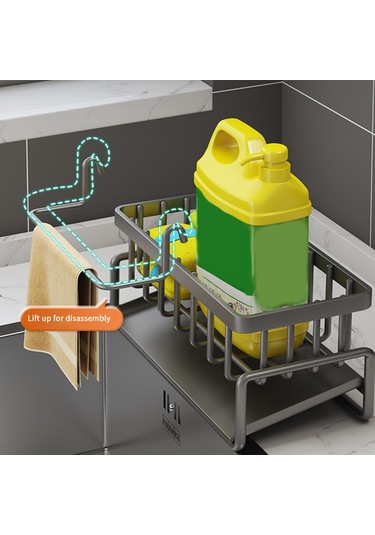Mufunye Paslanmaz Çelik Mutfak Tezgahı Organizatörü - Otomatik Drenajlı Gri Gri