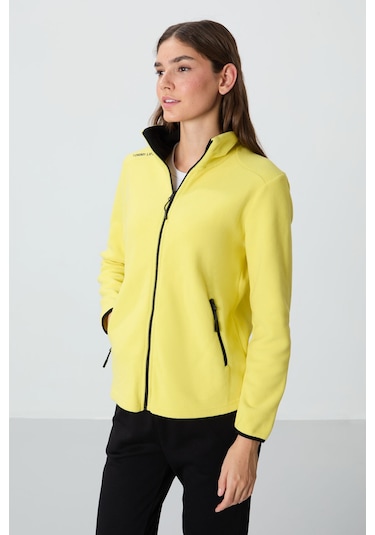 Tommy Life Limon Dik Yaka Fermuarlı Rahat Form Kadın Polar Sweatshirt - 97173 Limon Sarısı