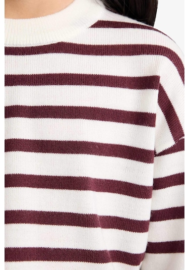 Defacto Kız Çocuk Standart Fit Bisiklet Yaka Kazak C6903a825aubr205 Bordo