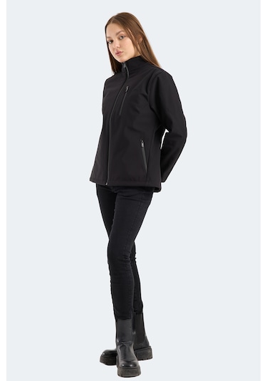 Slazenger Hıp Style Kadın Dik Yaka Fermuarlı Siyah Mont & Kaban Siyah