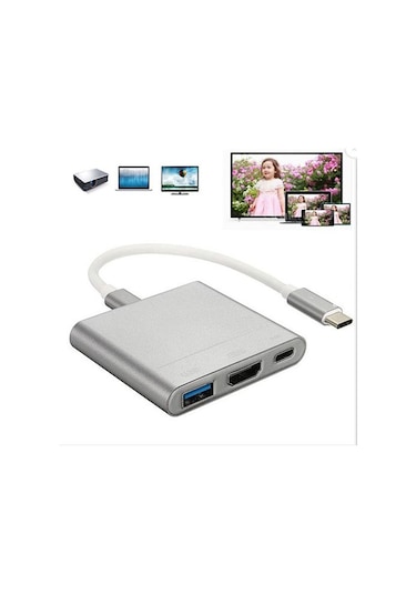 Usb 3.1 Type C To Hdmı Usb 3.0 4962P Çevirici Dönüştürücü Adaptor