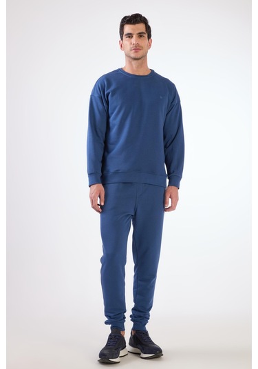 Dufy Açık Lacivert Bisiklet Yaka Regular Fit Erkek Sweatshirt Lacivert