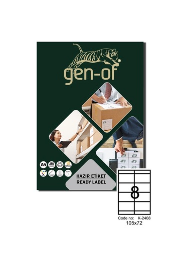 Gen-Of Gk-2468 Laser Etiket 105X72 100 Sayfa 800 Etiket