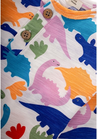 Cigit Desenli Pijama Takım 1-7 Yaş Dinazor Desen Dinazor Desen