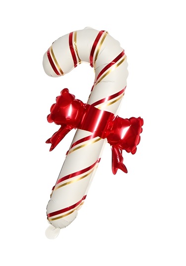 Kırmızı Kurdeleli Krem Baston Şeker Folyo Balon 65x37 Cm KREM