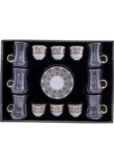 Decorium 18 Parça Kulplu Çay ve Mırra Takımı Hürrem M02028 Şeffaf