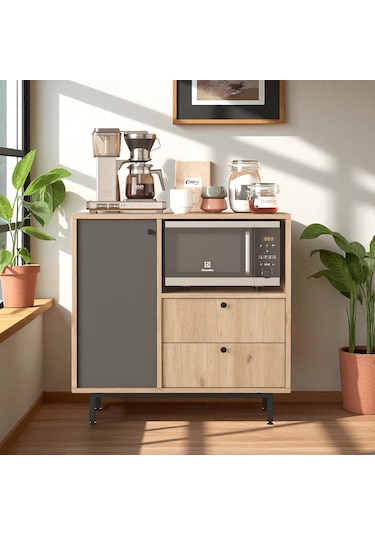 Robin Home Çok Amaçlı Dolap Mutfak Dolabı Sepet-gri Ahşap - Antrasit