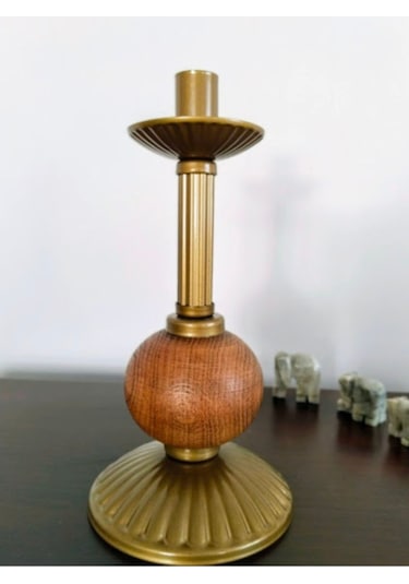 Tekli Pino Mumluk Ahşap Top Detaylı Eskitme