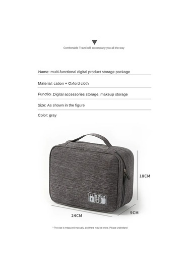 Kablo Saklama Çantası Su Geçirmez Dijital Elektronik Organizatör Gri