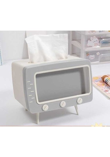 Createtech Gri-sevimli Çok Fonksiyonlu Doku Kutusu Ev İçin Kawaii Tutucu Kare Masaüstü Dekor Tv Doku Kutusu Kasa Pembe Telefon Tutucu Depolama Organizatör/ Pembe