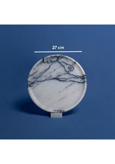 Bariere Yuvarlak Mermer Tepsi Gri-beyaz 1 Adet