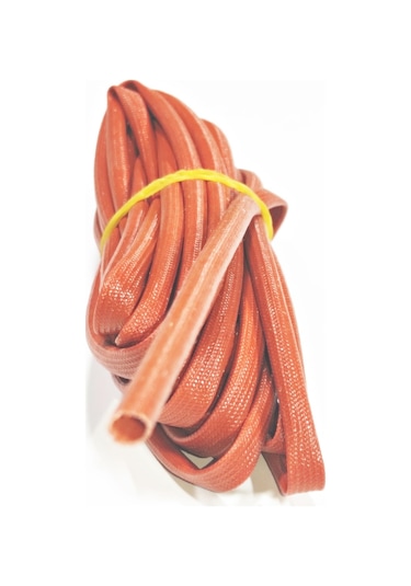4mm H Class Cam Elyaf Örgü Silikon İzoleli Makaron 5 Metre, Çalışma -60/+250 Derece