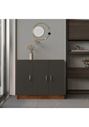 Robin Home Verona E Ofis Çok Amaçlı Dolap Barok- Gri Abanoz