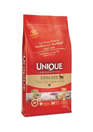 Unique Sterilized Kısırlaştırılmış Tavuklu Yetişkin Kedi Maması 2 Kg