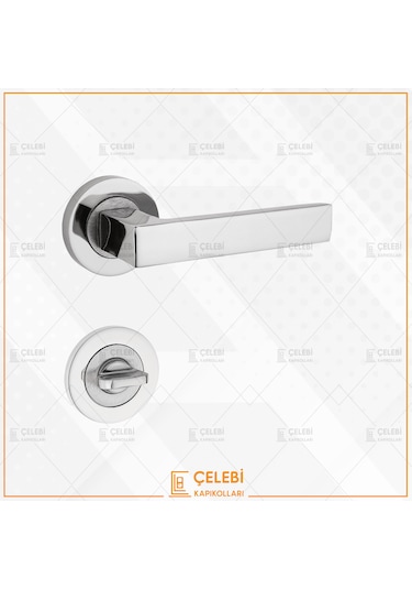 Lama Kol Yuvarlak Rozetli Nikel Saten Wc Kapı Kolu