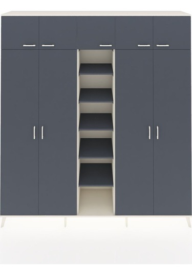 Hyperion Dolap 18 Raflı 9 Kapaklı 220x44x243 Aytaşı-antrasit/antrasit Antrasıt/antrasıt