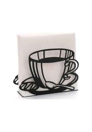 Kahve Evi Restoran Dekorasyonu Mutfak Masaları Ve Tezgahlar İçin Kağıt Peçetelik Standı Siyah Galvanizli Peçete Düzenleyici Siyah Siyah