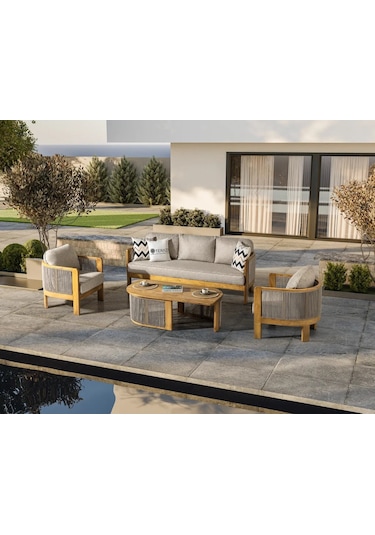 Ares Wood Bahçe Balkon Oturma Grubu Ahşap