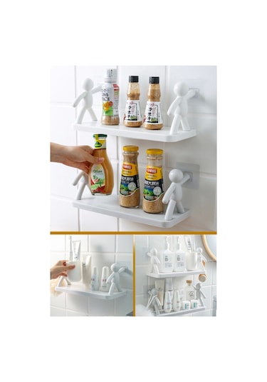 Kendinden Yapışkanlı Craft Banyo Rafı Baharatlık Mutfak Organizer Duvara Monte Raf Düzenleyici 6 Adet Çok Renkli