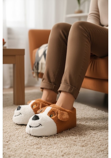 Açık Kahve Köpek Desenli Unisex Panduf 26k001 Sütlü Kahve Açık Kahve Köpek Desenli Unisex Panduf 26k001 Sütlü Kahve