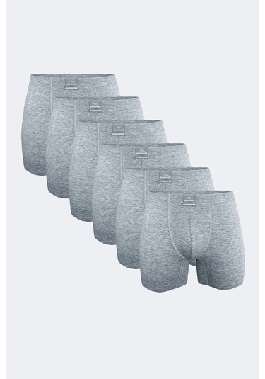 Malabadi Erkek Gri 6 Lı Pamuk Elastan Uzun Boxer 073 Gri