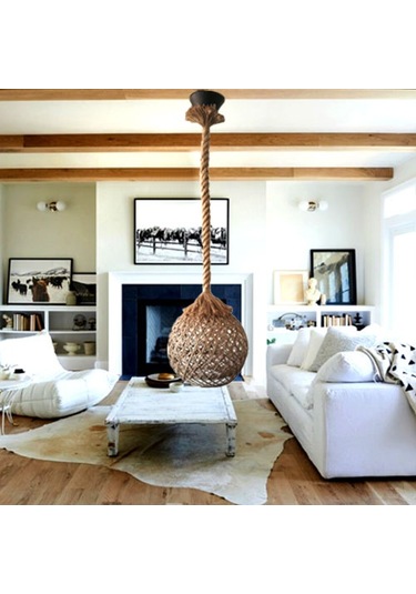 Marketcik Hasır Şapkalı Halat Avize