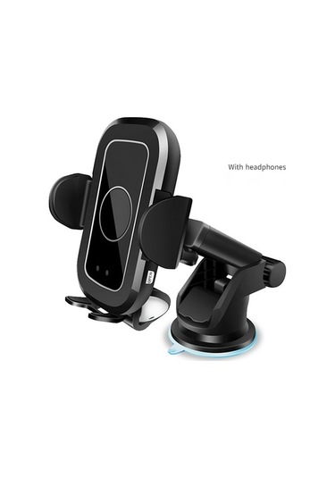 Wisdomselect Otomatik Sıkma Araç Bluetooth Kulaklık Telefon Tutacağı Kablosuz Şarj-siyah Bluetooth Kulaklıklı Vantuzlu Siyah Wx54l3