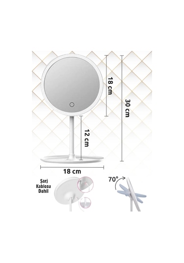 Dokunmatik Led Işıklı Usb Li Yuvarlak Masa Üstü Makyaj Aynası Makyaj Aynası Ledli Çok Renkli