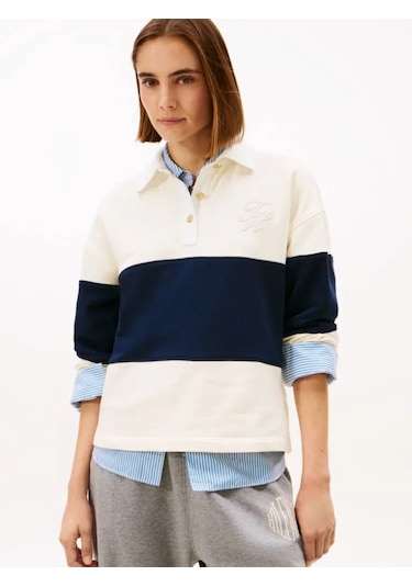 Tommy Hilfiger Gold Btn Rugby Terry Swtsrt Kadın Bej Sweatshirt - Ww0ww49519 Bej Tommy Hilfiger Gold Btn Rugby Terry Swtsrt Kadın Bej Sweatshirt - Ww0ww49519 Bej