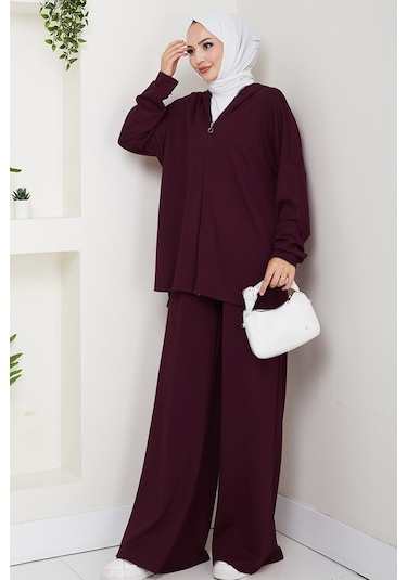 Kapüşonlu Oysho İkili Takım 1609 - Mürdüm Mürdüm