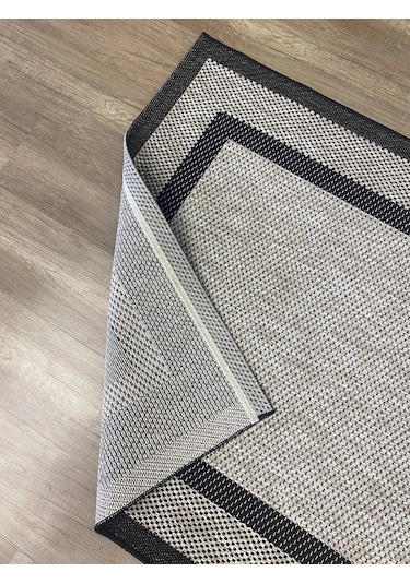 Hoom Rugs 1149 Bej Siyah Sisal Plus Jüt Halı Bej Siyah