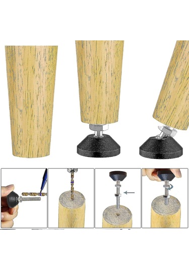 M8 X 40 Mm Dengeleme Ayakları, Mobilya Ayakları İçin M8 Dengeleme Vidaları, 400 Kg Taşıma Kapasitesi, Ayarlanabilir Ayaklar, Dengeleme Vidaları, Maksimum Eğim 15 8 Adet - M8 X 40 Mm Diğer