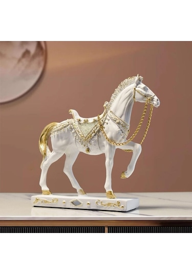 Opulentliving Suntek Doğal Taş At Heykeli Ev Dekorasyonu 19.5x5x18.5cm 19,5cmx5cmx18,5cm