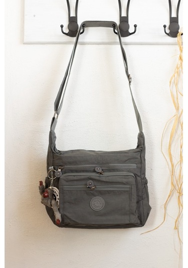 Krinkıl / Klinkır Su Geçirmez Kumaş Çok Gözlü Çapraz Kol Ve Omuz Postacı Çantası Gri 5835 Gri