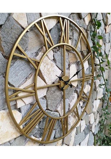 Ferforje Metal Dekoratif Duvar Saati 76Cm Roma Rakamlı 3 Boyutlu