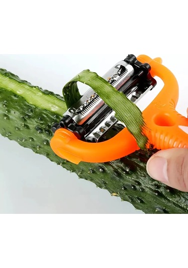 Maiyame Mutfak Çok Amaçlı Meyve Sebze Soyucu Dilimleyici: Çoklu Bıçaklı, Hızlı Soyma, Dilimleme Ve Kıyma Fonksiyonu - Inox Bıçak, Abs Kolu, Tüm El Tipleri İçin Turuncu