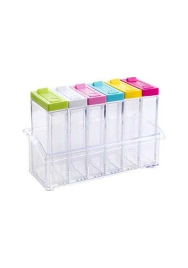 Createtech 6 Adet/takım Baharat Kutusu Tepsi Çeşni Depolama Plastik Nem Geçirmez Tuz Kavanozu Kırmızı Renk Ev Dekorasyonu Diğer